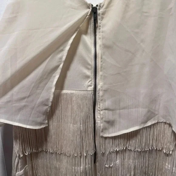American Eagle Mini Fringe Sleeveless Cream Dress size 10 - Picture 6 of 8